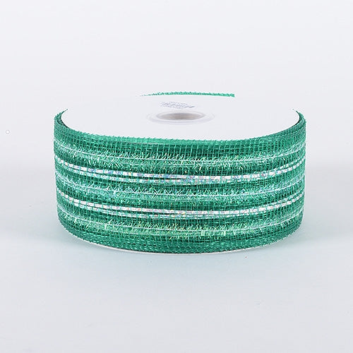 Emerald - Laser Metallic Mesh Ribbon - ( 4 Inch x 25 Yards ) BBCrafts.com