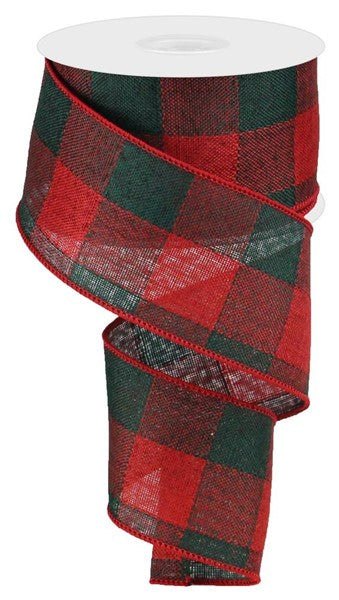 Emerald Red - Woven Check Wired Edge Ribbon - ( 2-1/2 Inch | 10 Yards ) BBCrafts.com