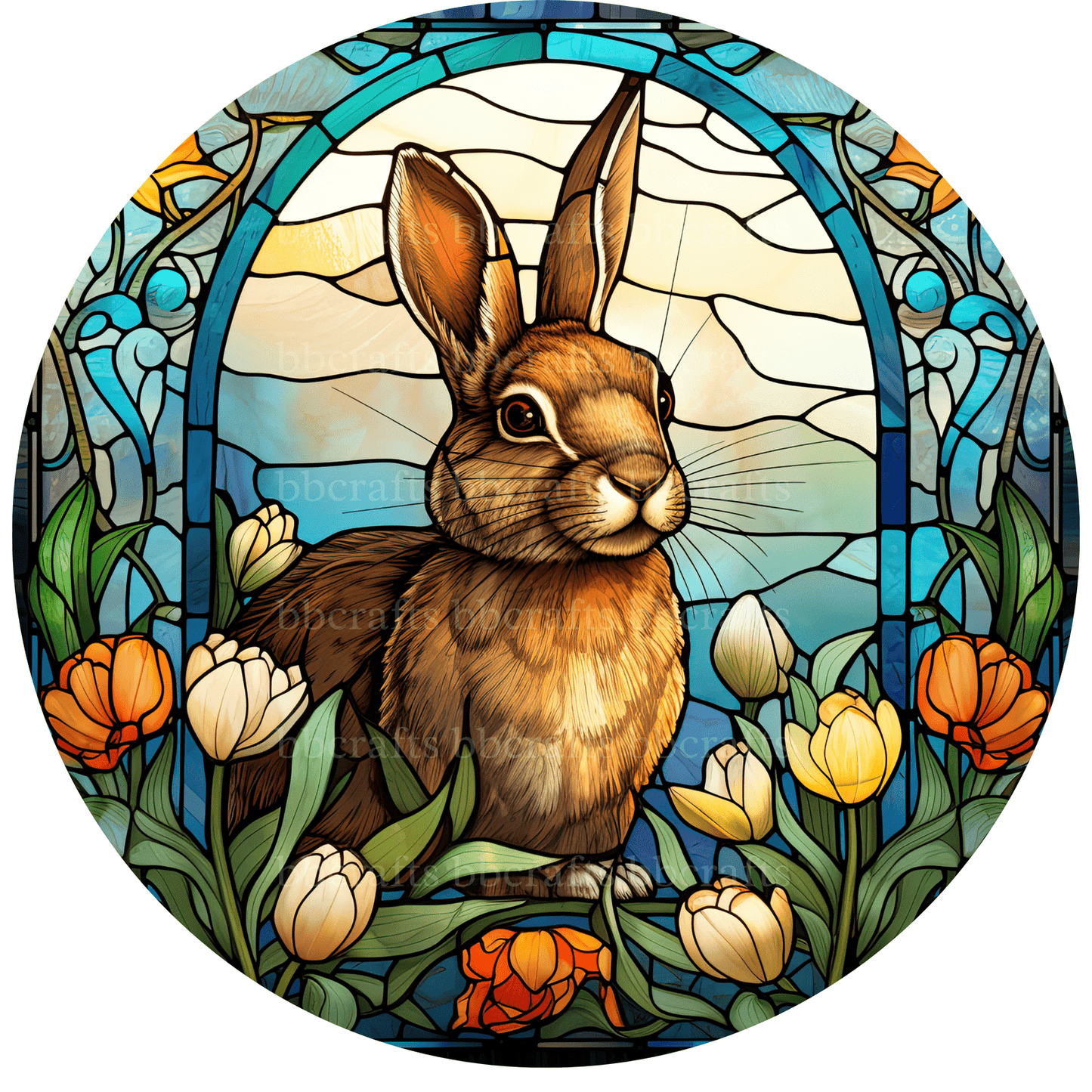 Rabbit w/ Flower Metal / Vinyl Sign - Made in USA