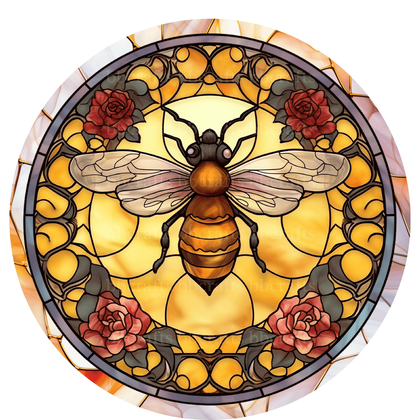 Bee & Roses Metal / Vinyl Sign - Made in USA