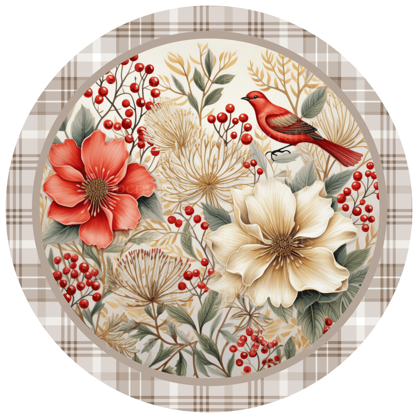 Bird with Flowers Metal / Vinyl Sign - Made in USA