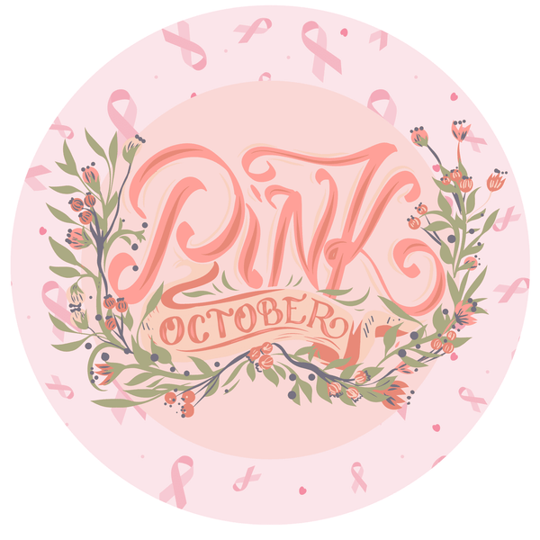 Fall Metal Sign: PINK OCTOBER - Wreath Accent - Made In USA BBCrafts.com