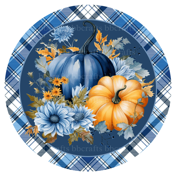 Fall Metal Sign: PUMPKIN FLOWERS - Wreath Accents - Made In USA BBCrafts.com