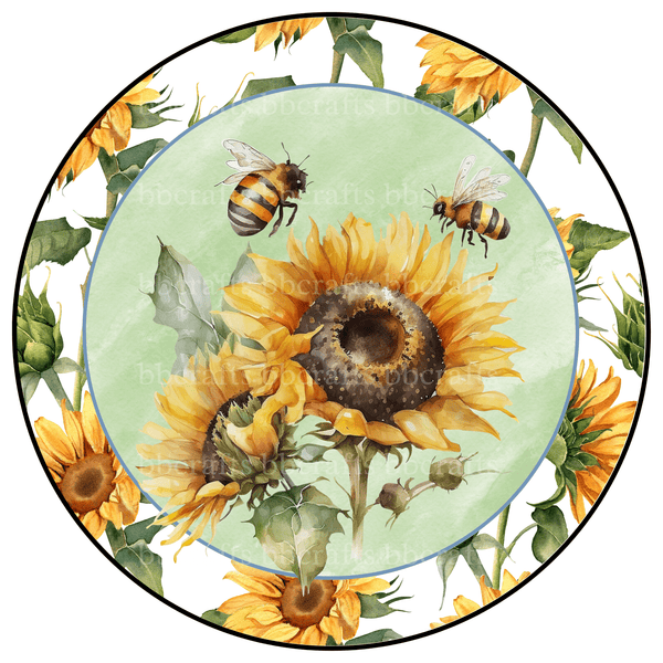 Fall Metal Sign: SUNFLOWERS & BEES - Wreath Accents - Made In USA BBCrafts.com