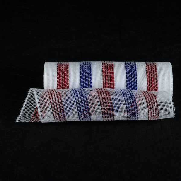 Flag - Poly Deco Mesh Wreath Material with Laser Mono Stripe - ( 10 Inch x 10 Yards ) BBCrafts.com