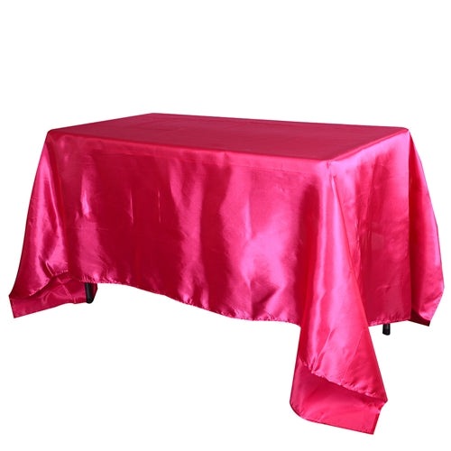 Fuchsia 90 Inch x 156 Inch Rectangular Satin Tablecloths BBCrafts.com