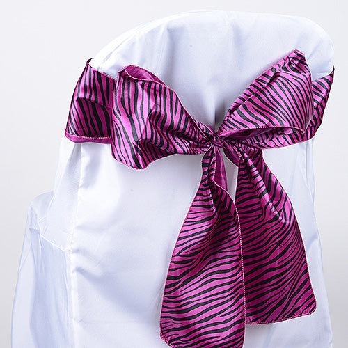 Fuchsia - Animal Print Satin Chair Sash - ( Pack of 10 Pieces - 6 inches x 106 inches ) BBCrafts.com