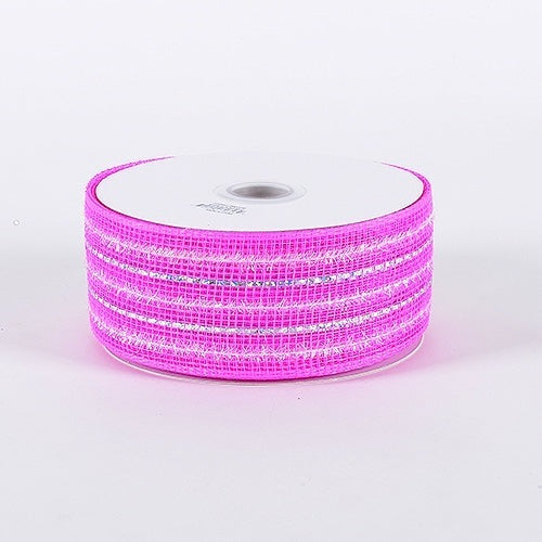 Fuchsia - Laser Metallic Mesh Ribbon - ( 4 Inch x 25 Yards ) BBCrafts.com