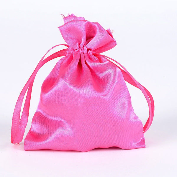Fuchsia  - Satin Bags - ( 3x4 Inch - 10 Bags ) BBCrafts.com
