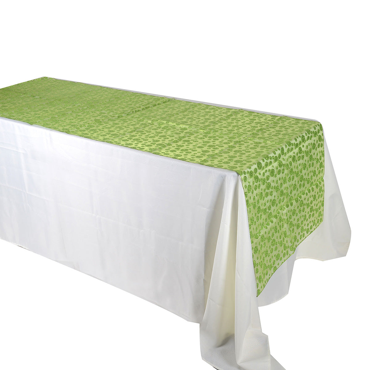 Glitter Overlays Apple Green with Green dots ( W: 28 Inch | L: 108 Inches ) BBCrafts.com