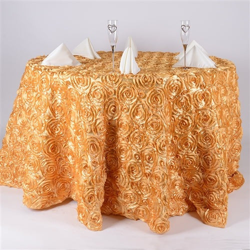 Gold 132 Inch Rosette Tablecloths BBCrafts.com
