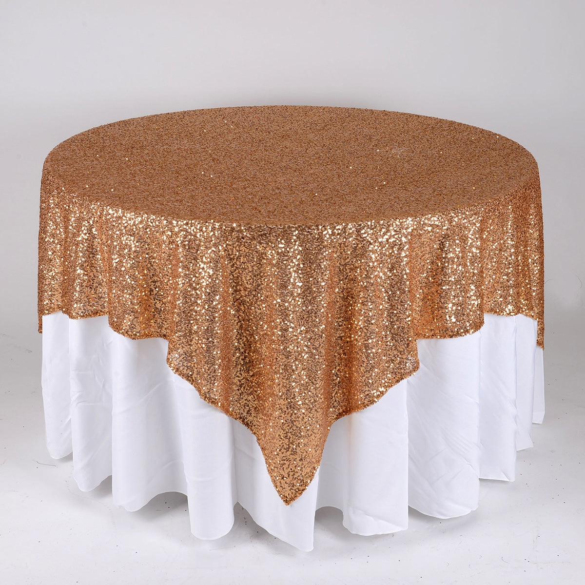 Gold 72 Inch x 72 Inch Square Duchess Sequin Overlay BBCrafts.com