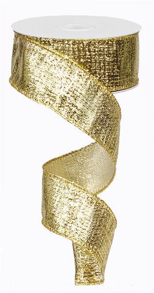 Gold - Metallic Wired Edge Ribbon - ( 1-1/2 Inch | 10 Yards ) BBCrafts.com