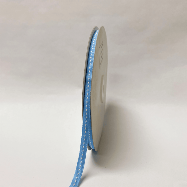 Grosgrain Ribbon Stitch Design Light Blue Stitch ( W: 1/4 Inch | L: 25 Yards ) BBCrafts.com