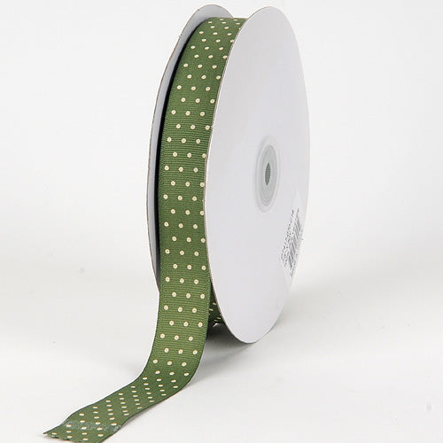 Grosgrain Ribbon Swiss Dot Old Willow with White Dots ( 5/8 Inch | 50 Yards ) BBCrafts.com