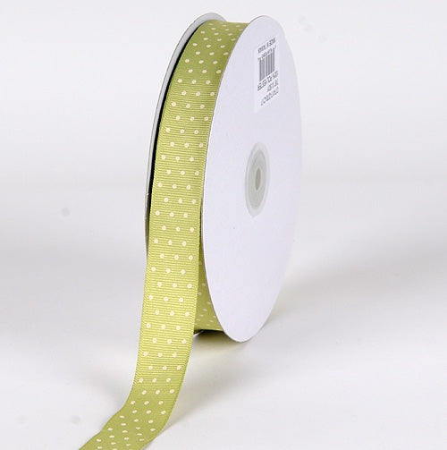 Grosgrain Ribbon Swiss Dot Pear with Ivory Dots ( 3/8 Inch | 50 Yards ) BBCrafts.com