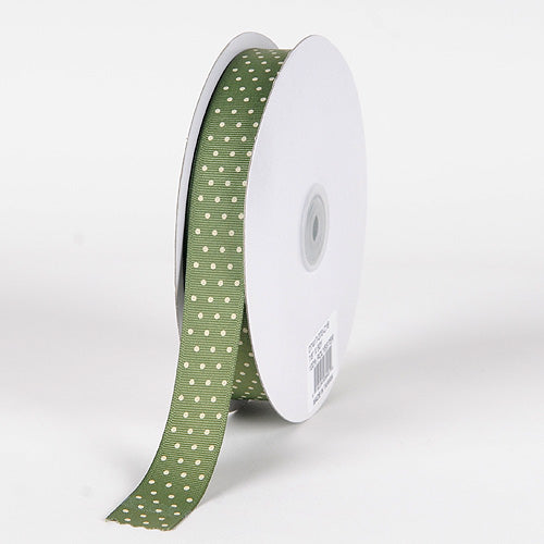 Grosgrain Ribbon Swiss Dot Willow with Ivory Dots ( 7/8 Inch | 50 Yards ) BBCrafts.com