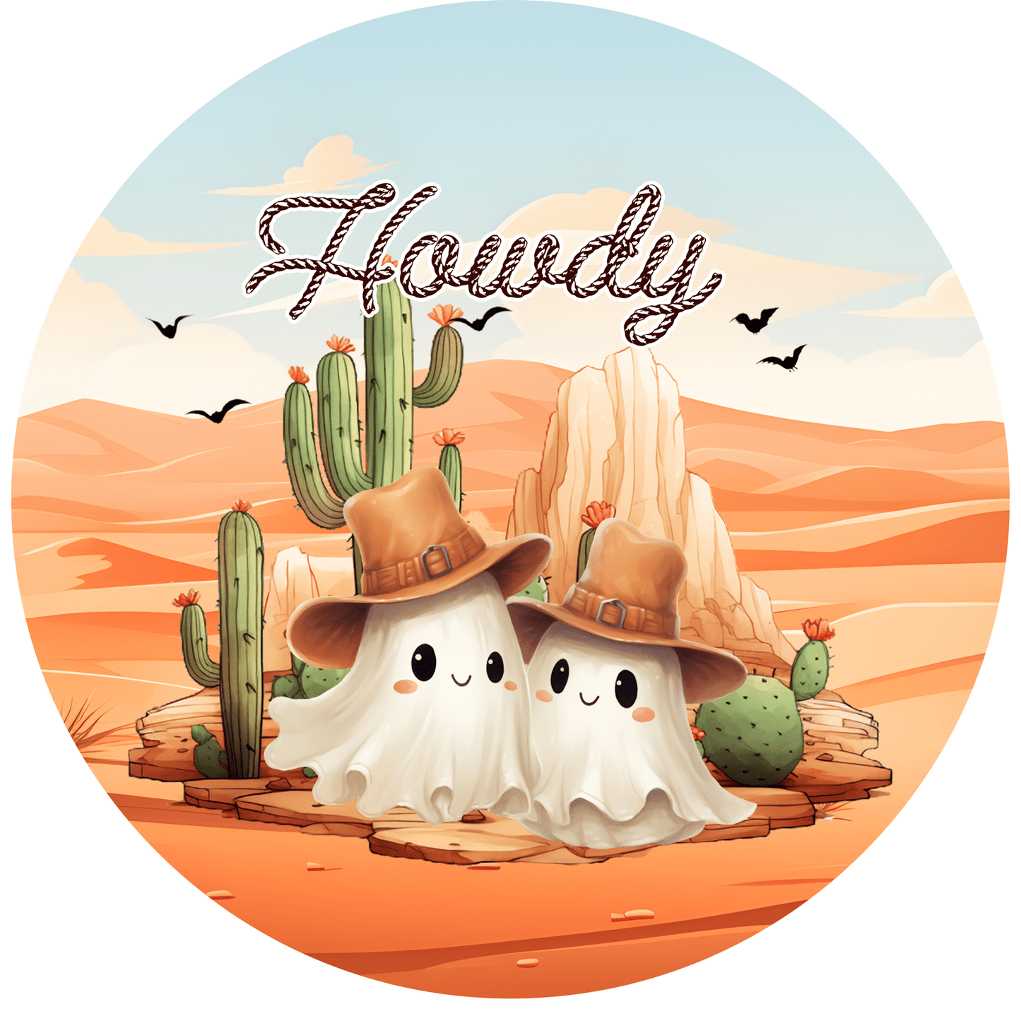 Halloween Howdy Ghost Metal / Vinyl Sign - Made in USA