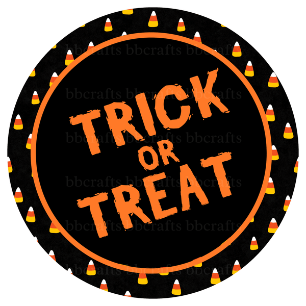 Halloween Metal Sign: TRICK OR TREAT - Wreath Accents - Made In USA BBCrafts.com