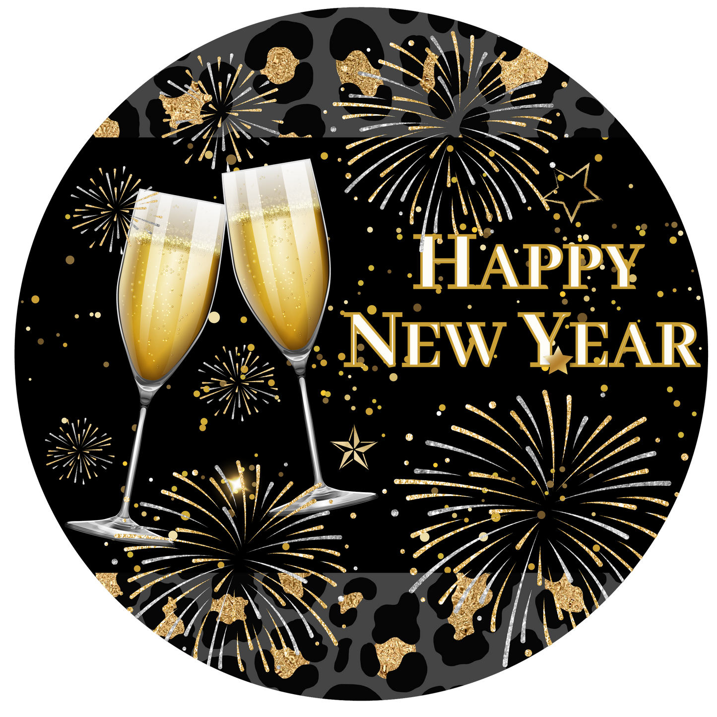 Happy New Year Champagne Cheers Metal / Vinyl Sign - Made in USA