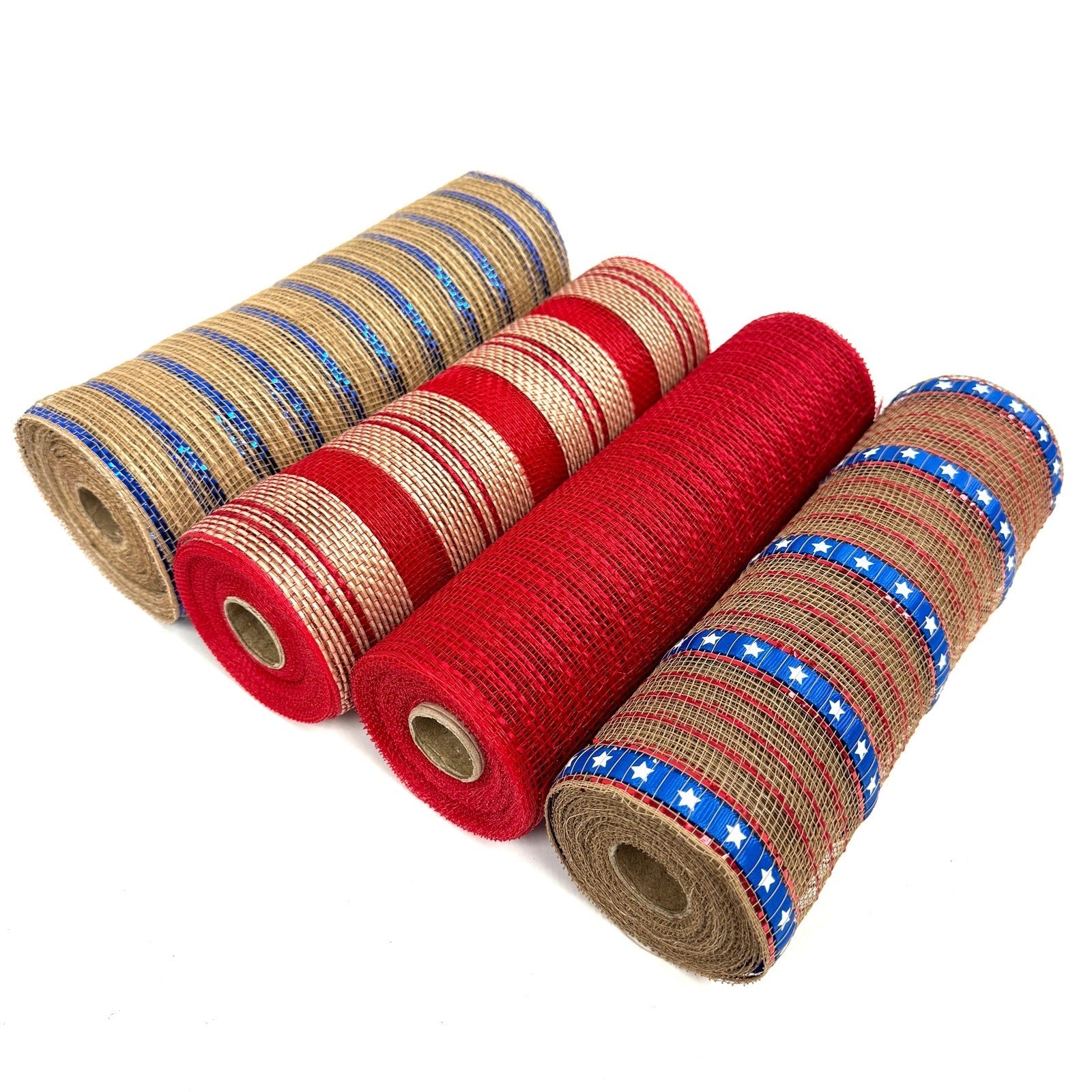 Holiday Floral Deco Mesh Set - Pack of 4 Rolls (10 inch x 10 Yards) Each