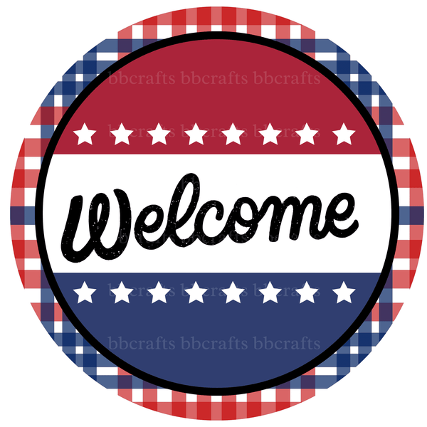 Home Metal Sign: WELCOME SIGN - Wreath Accents - Made In USA BBCrafts.com