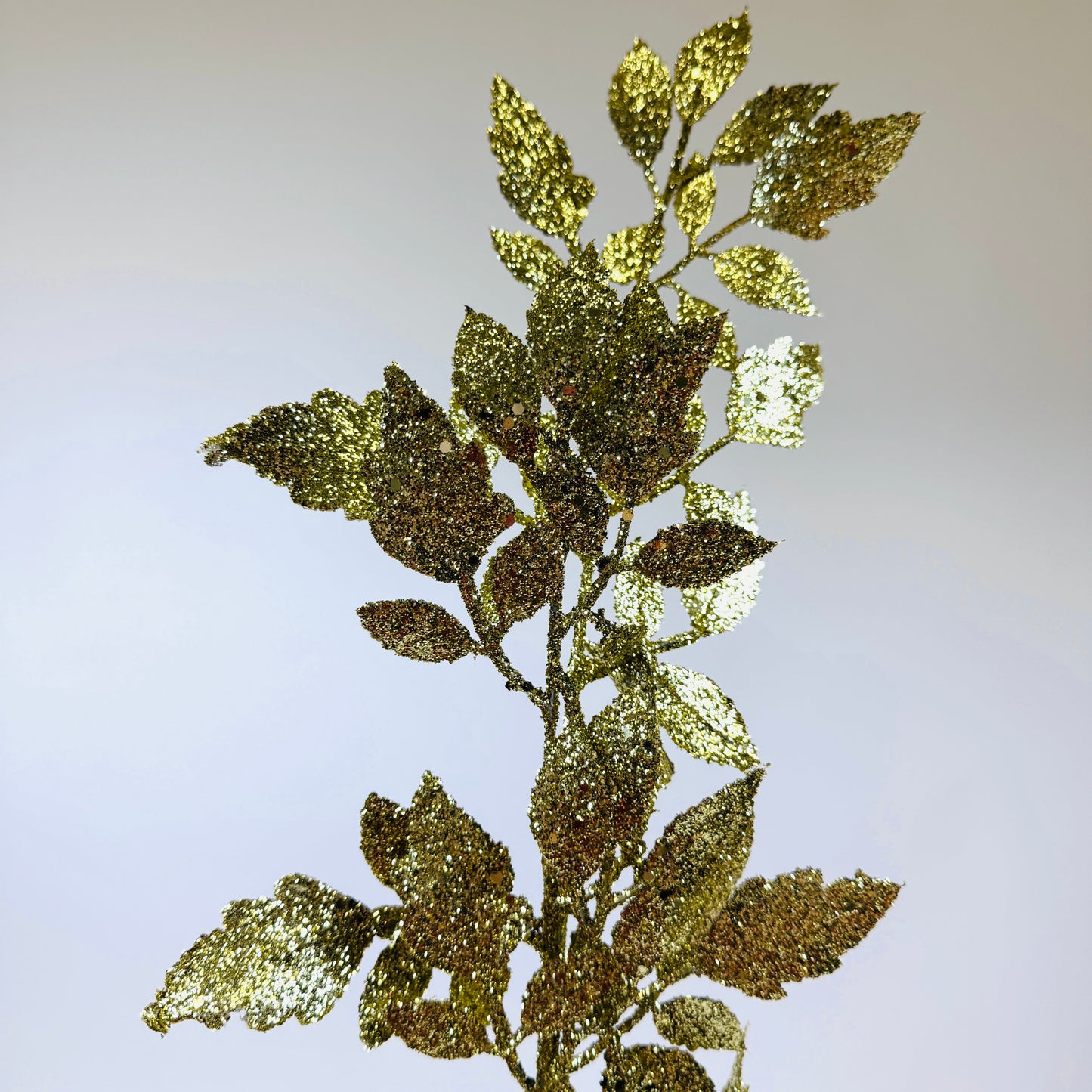 28 Inch L Glitter Leaves Gold Spray