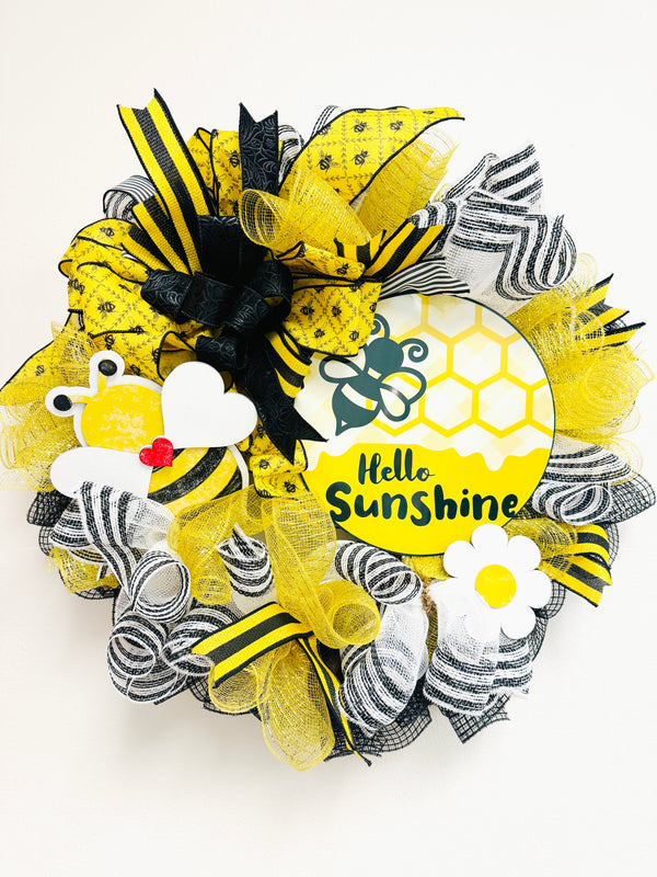 Hello Sunshine!  Honeycomb, Busy Bee Wreath - Made By Designer Genine