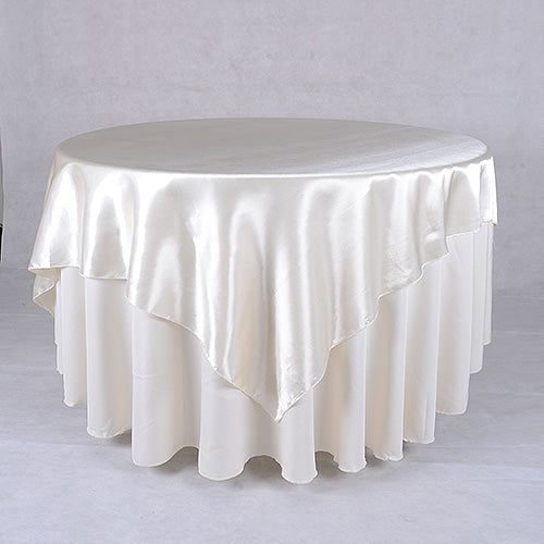 Ivory - 60 x 60 Satin Table Overlays - ( 60 x 60 Inch ) BBCrafts.com