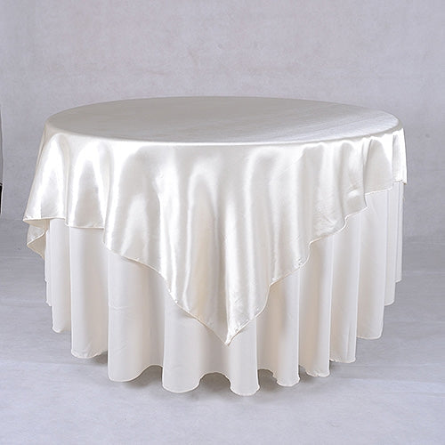 Ivory - 90 x 90 Satin Table Overlays - ( 90 Inch x 90 Inch ) BBCrafts.com