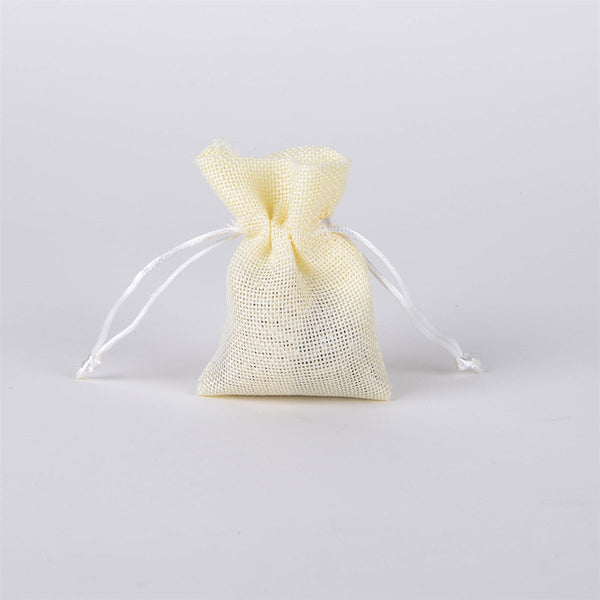 Ivory - Faux Burlap Bags - ( 3x4 inch - 6 bags ) BBCrafts.com
