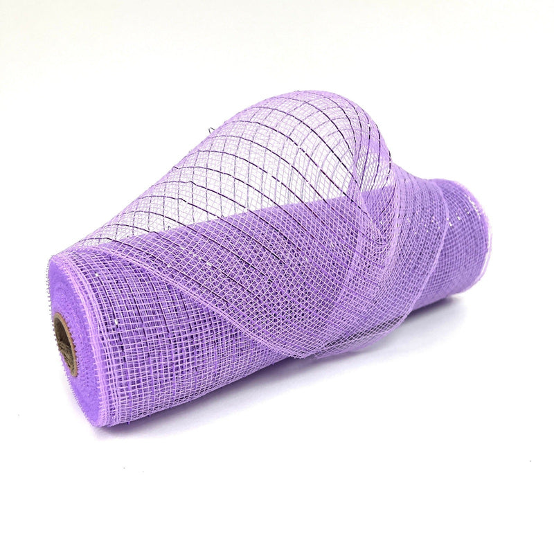 Lavender - Deco Mesh Wrap Metallic Stripes - ( 10 Inch x 10 Yards ) BBCrafts.com
