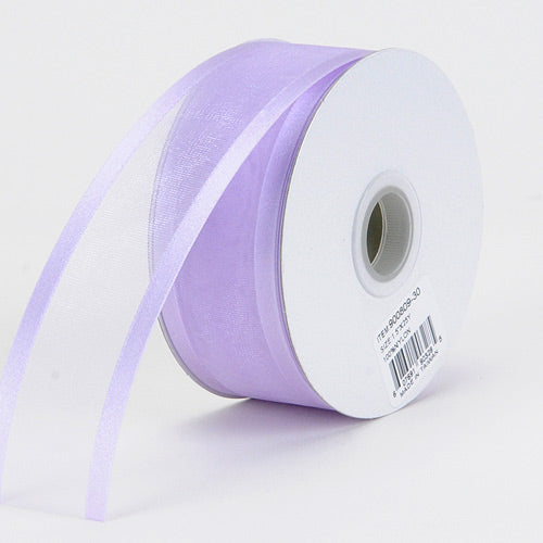 Lavender - Organza Ribbon Two Striped Satin Edge - ( 1 - 1/2 Inch | 25 Yards ) BBCrafts.com