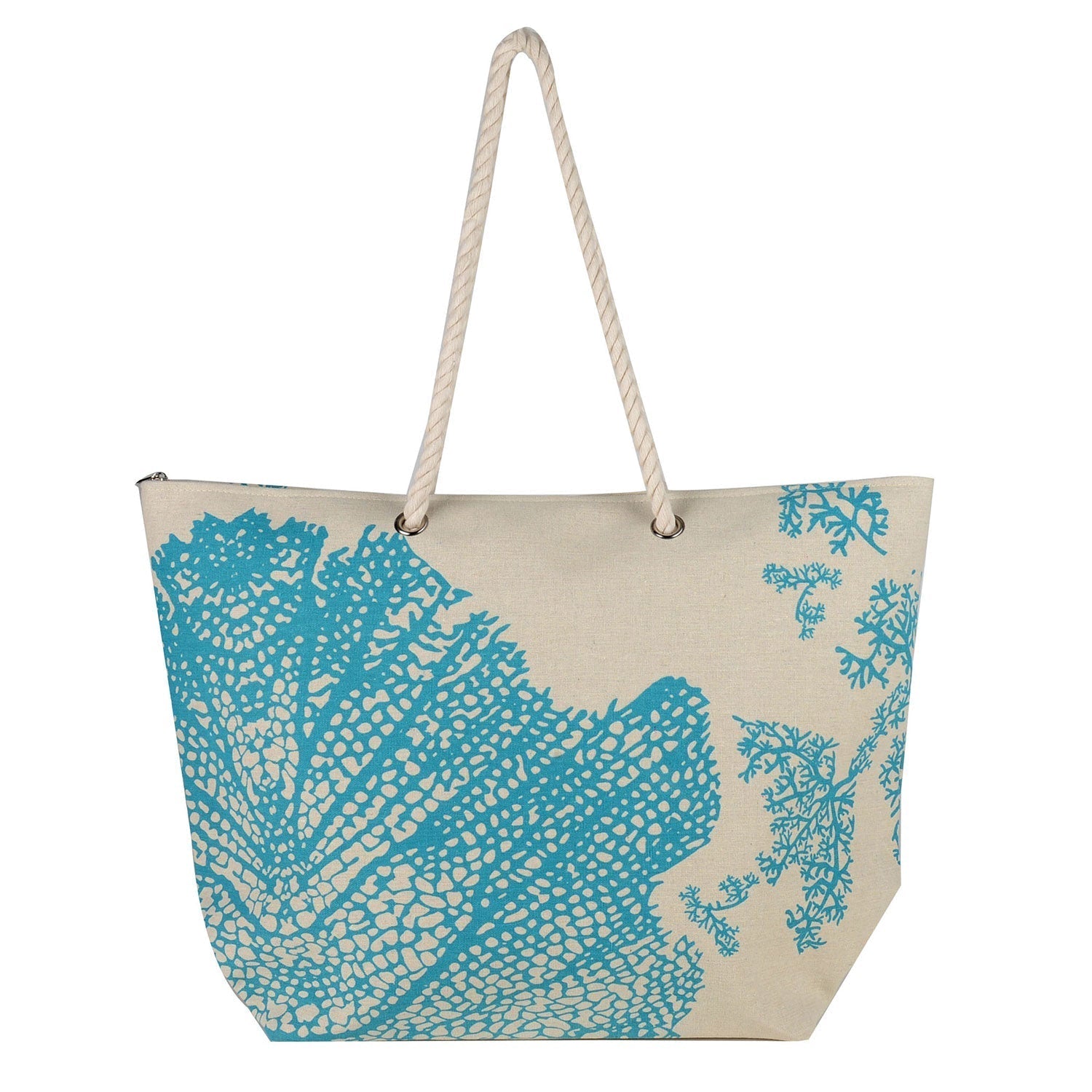 extra large travel tote bag Bbcrafts Leave Print Large Canvas Tote Bag Travel Tote Bag - Light Blue - 19 Inch x 15 Inch
