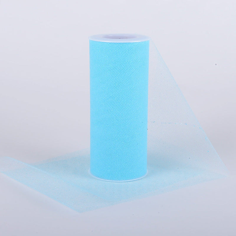 Light Blue Premium Glitter Tulle Fabric ( W: 6 Inch | L: 10 Yards ) BBCrafts.com