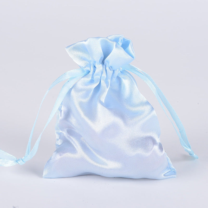 Light Blue - Satin Bags - ( 4x5 Inch - 10 Bags ) BBCrafts.com