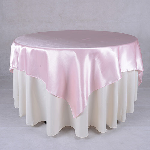 Light Pink - 90 x 90 Satin Table Overlays - ( 90 Inch x 90 Inch ) BBCrafts.com