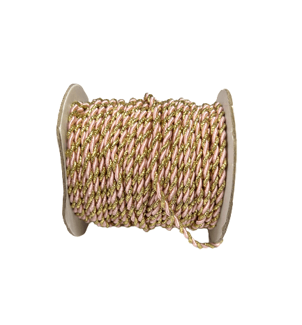 Light Pink with Gold - Satin Cord 25 Yards BBCrafts.com