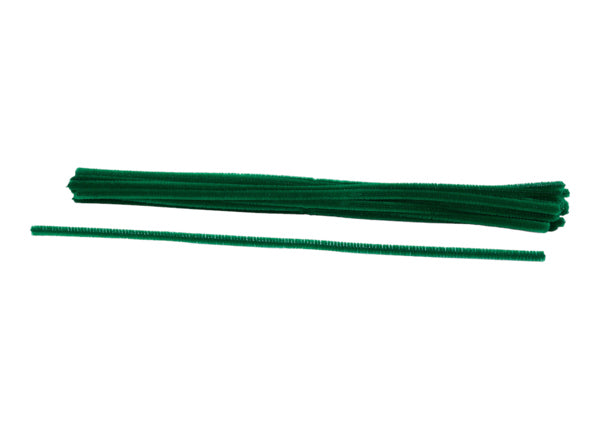 12 Inch L x 6mm - Holiday Green Chenille Stems - 25Ea/Bag