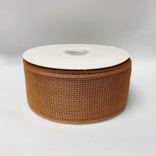 Milky Brown - Floral Mesh Ribbon - ( 4 Inch x 25 Yards ) BBCrafts.com