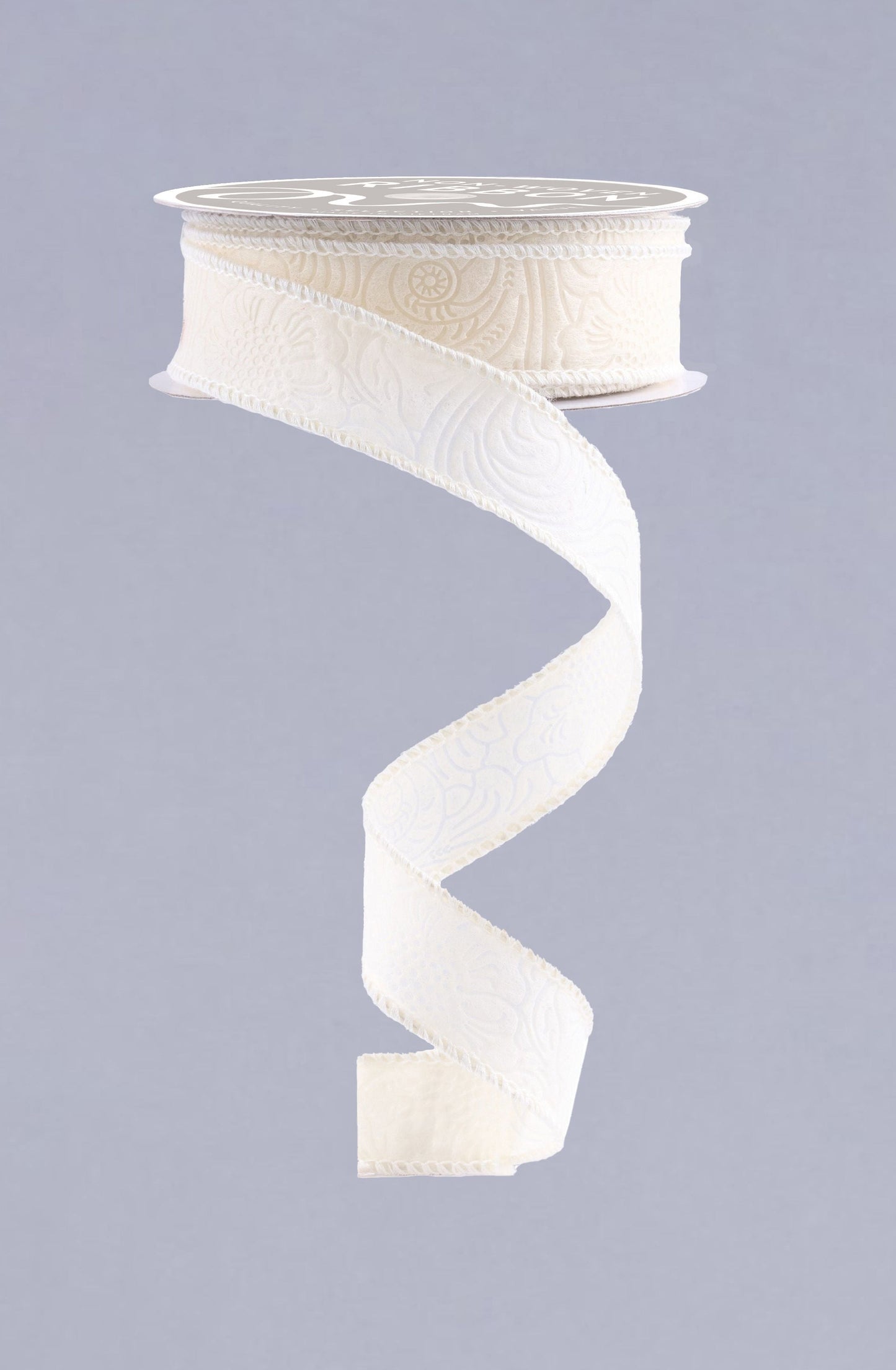 1 Inch x 10 Yards Floral/Leaves Ribbon - Ivory