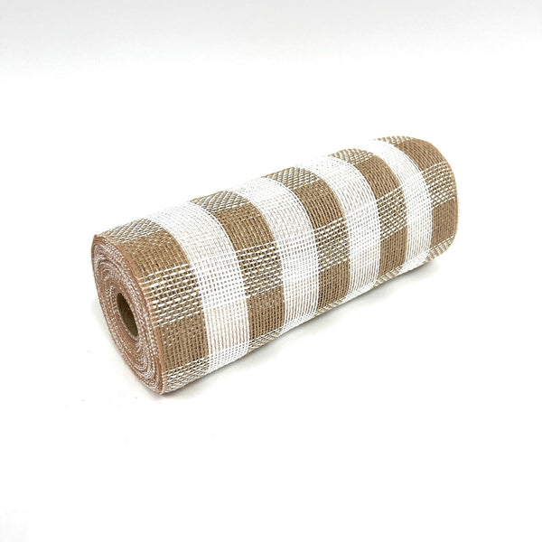Natural White Check Burlap Mesh ( 10 Inch x 10 Yards ) BBCrafts.com