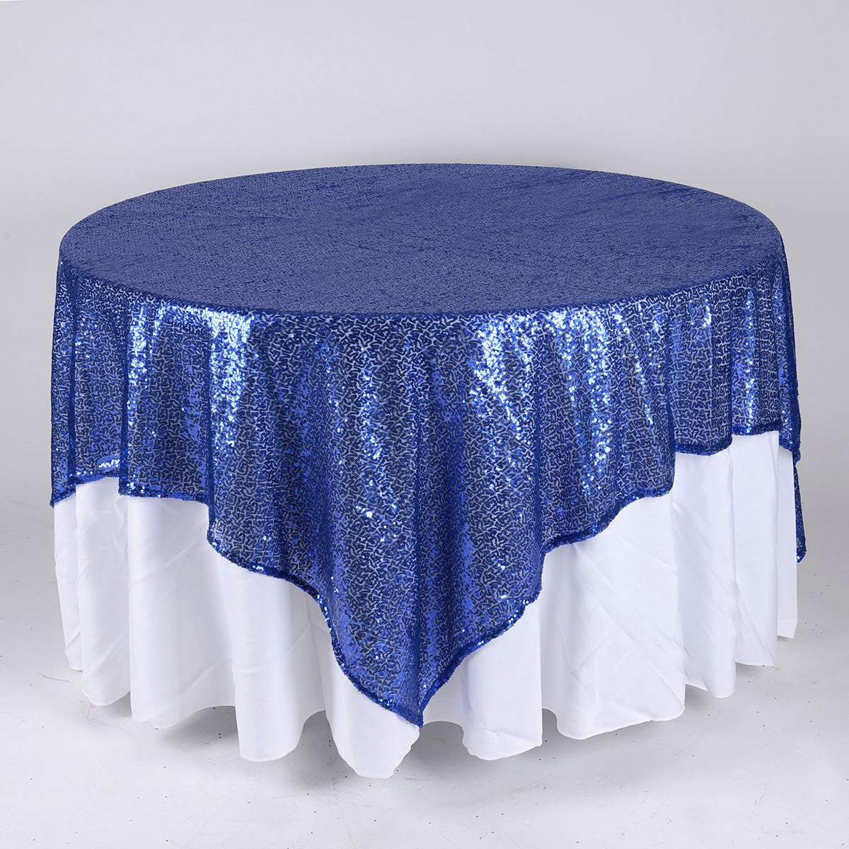 Navy Blue 72 Inch x 72 Inch Square Duchess Sequin Overlay BBCrafts.com