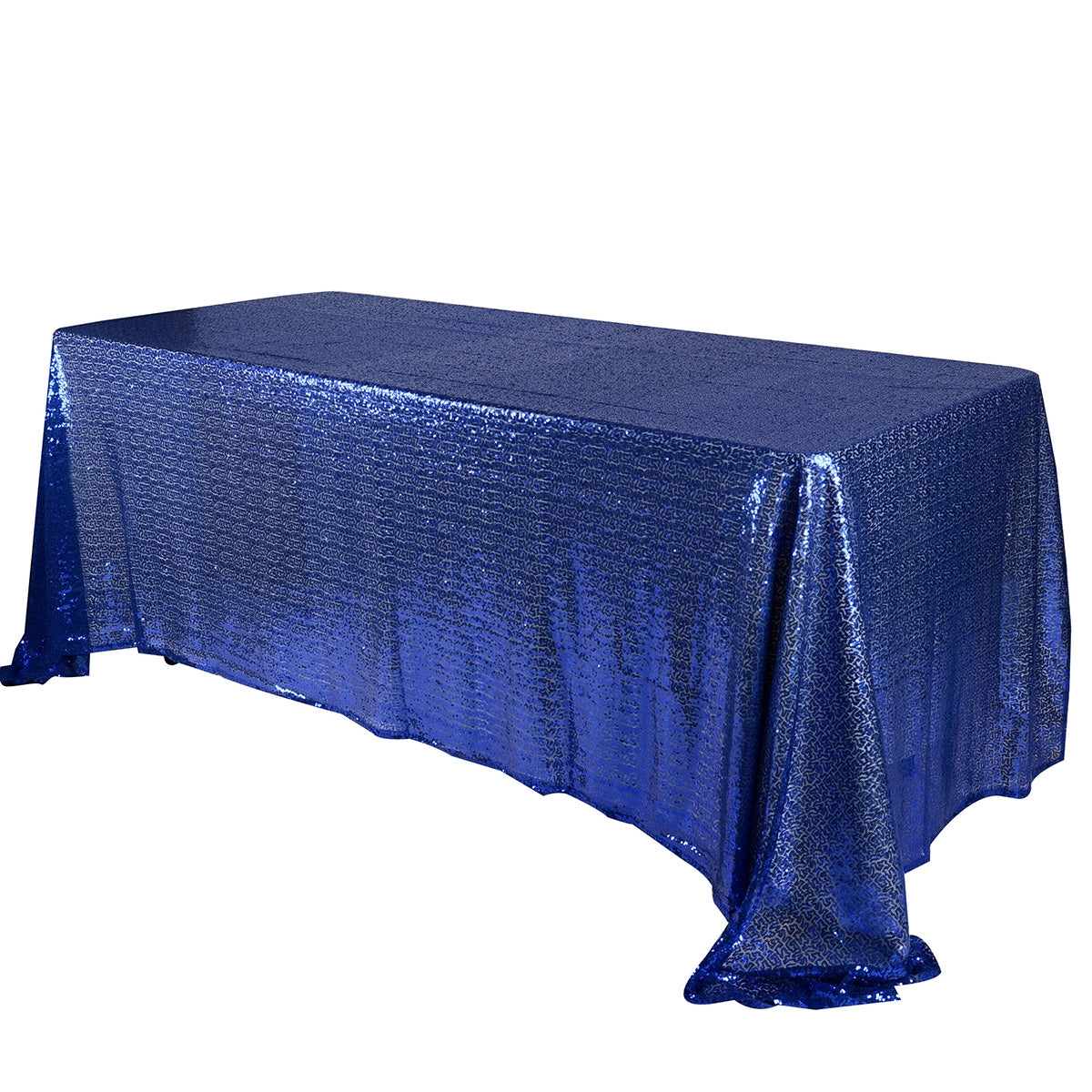 Navy Blue 90x132 Inch Rectangular Duchess Sequin Tablecloth BBCrafts.com