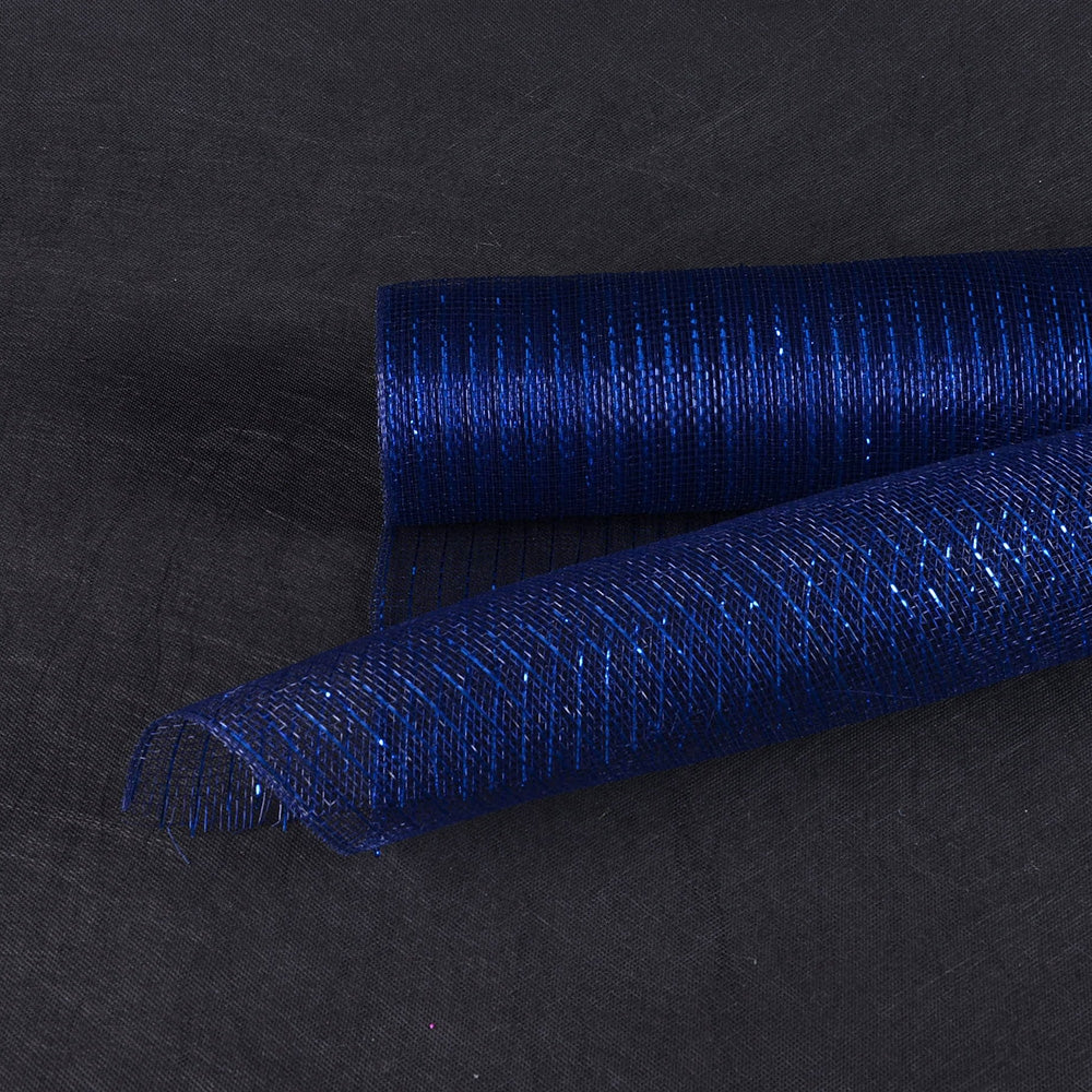 Navy Blue - Deco Mesh Wrap Metallic Stripes - ( 10 Inch x 10 Yards ) BBCrafts.com