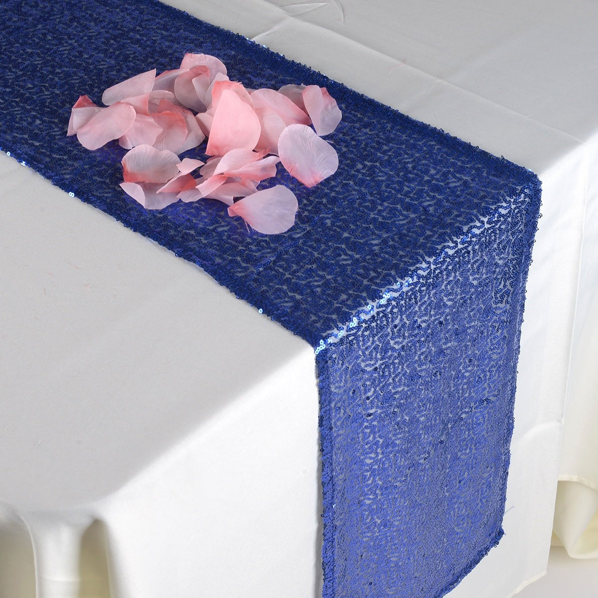 Navy Blue Duchess Sequin Table Runner BBCrafts.com