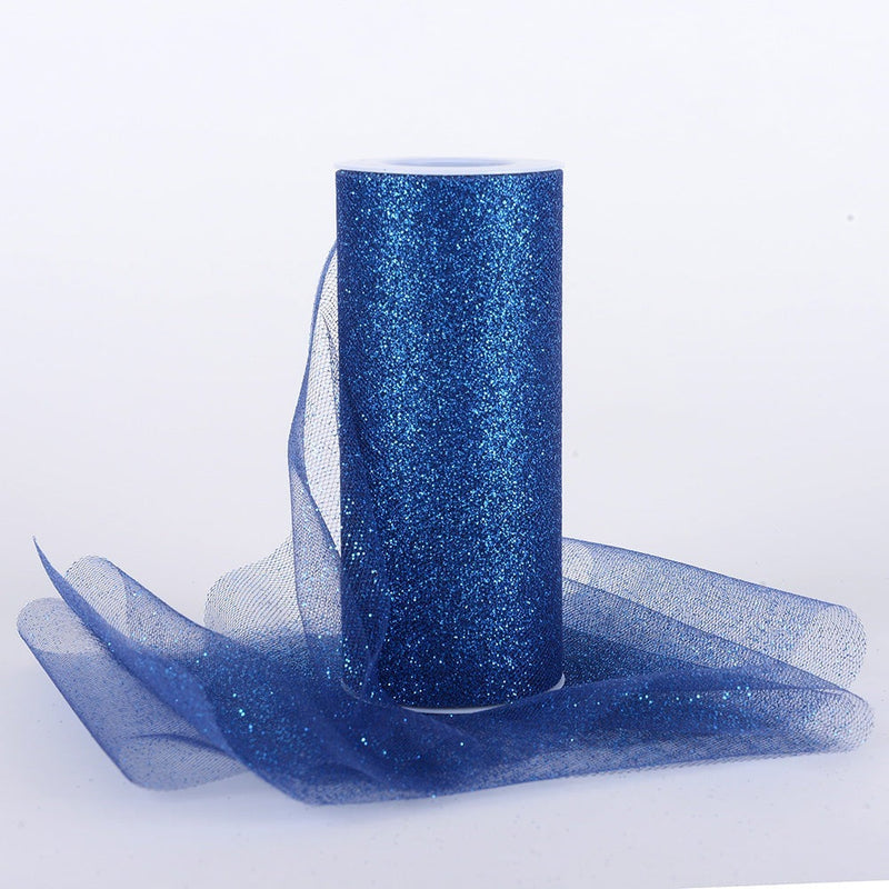 Navy Blue Premium Glitter Tulle Fabric ( W: 6 Inch | L: 10 Yards ) BBCrafts.com
