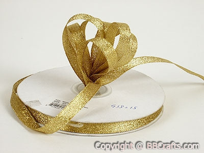 Old Gold - Metallic Ribbon - ( 3/4 Inch | 33 Yards ) BBCrafts.com