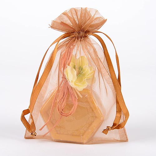 Old Gold - Organza Bags - ( 5 x 6.5-7 Inch - 10 Bags ) BBCrafts.com