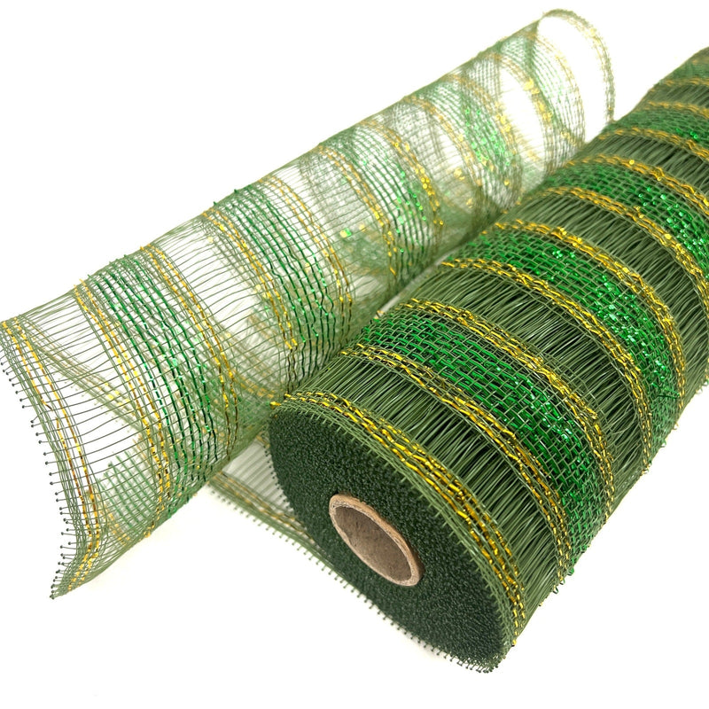 Old Willow - Deco Mesh Eyelash Metallic Stripes - (10 Inch x 10 Yards) BBCrafts.com